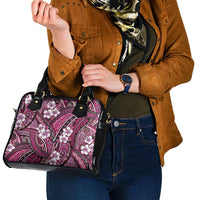 Polynesian Hibiscus Tropical Pink Floral Shoulder Handbag Tribal Pattern - Polynesian Pride