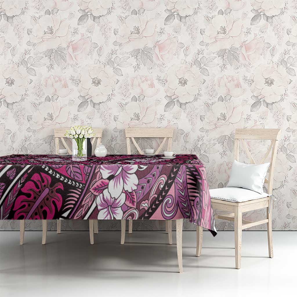 Polynesian Hibiscus Tropical Pink Floral Tablecloth Tribal Pattern LT01 - Polynesian Pride