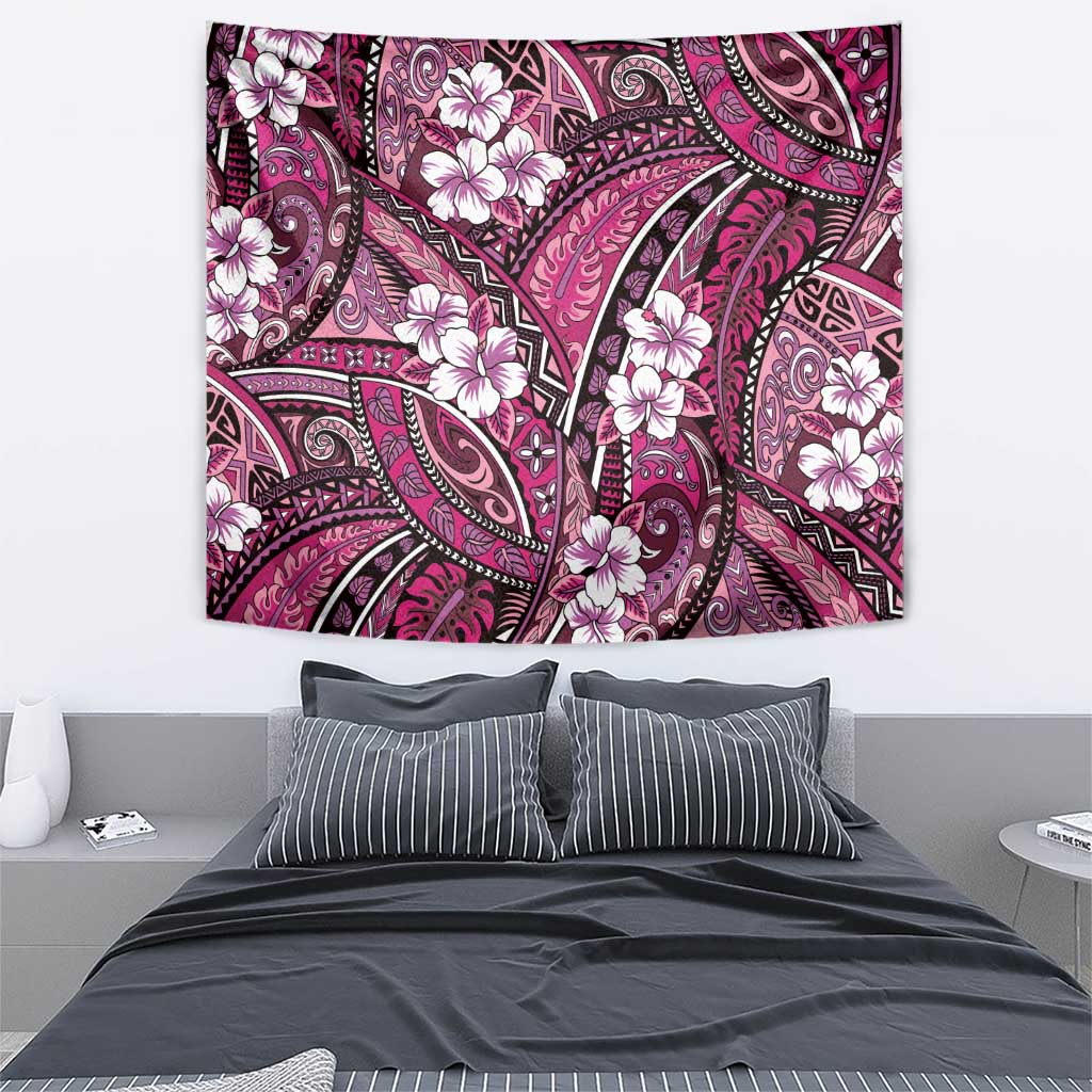 Polynesian Hibiscus Tropical Pink Floral Tapestry Tribal Pattern LT01 - Polynesian Pride