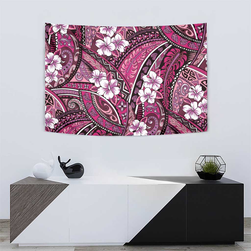 Polynesian Hibiscus Tropical Pink Floral Tapestry Tribal Pattern LT01 - Polynesian Pride
