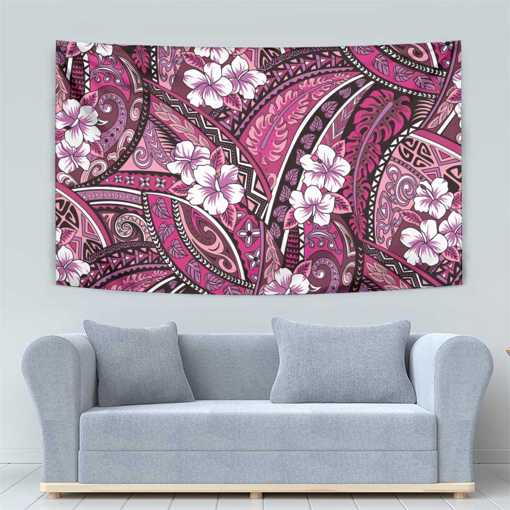Polynesian Hibiscus Tropical Pink Floral Tapestry Tribal Pattern LT01 - Polynesian Pride