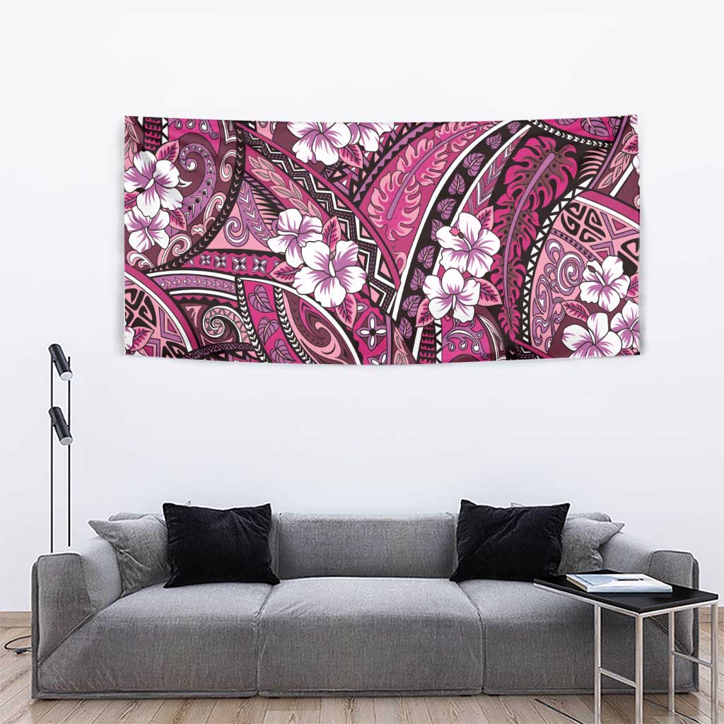Polynesian Hibiscus Tropical Pink Floral Tapestry Tribal Pattern LT01 - Polynesian Pride