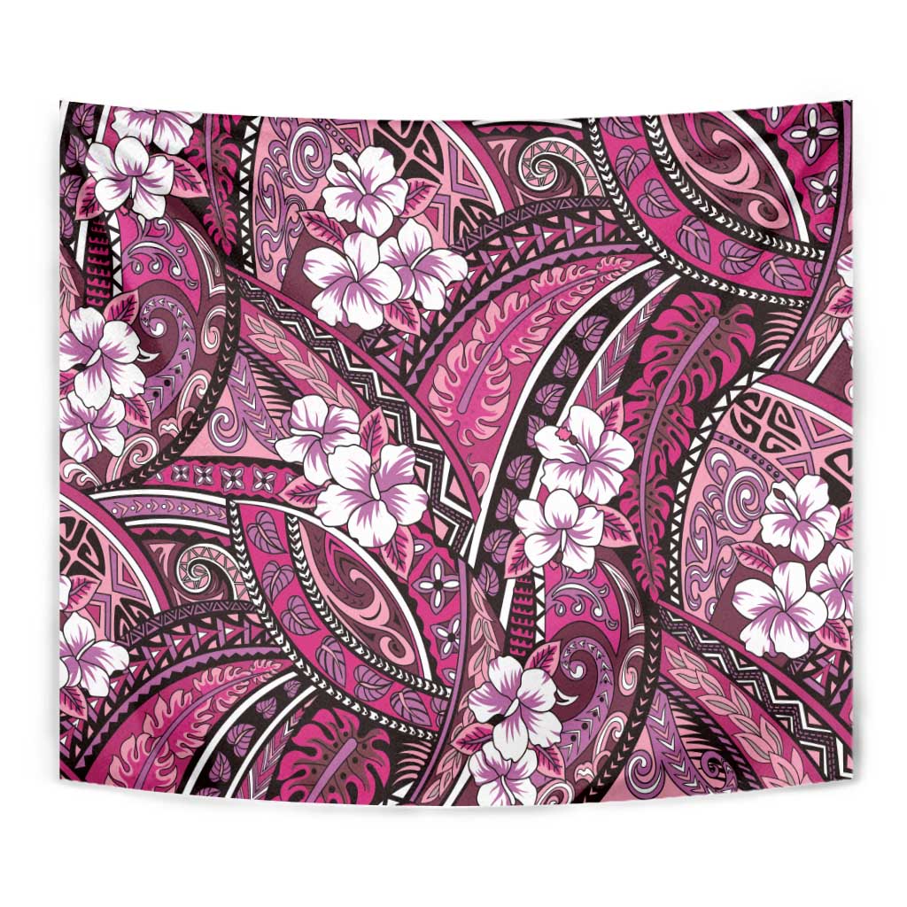 Polynesian Hibiscus Tropical Pink Floral Tapestry Tribal Pattern LT01 - Polynesian Pride