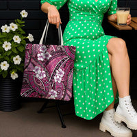 Polynesian Hibiscus Tropical Pink Floral Tote Bag Tribal Pattern - Polynesian Pride