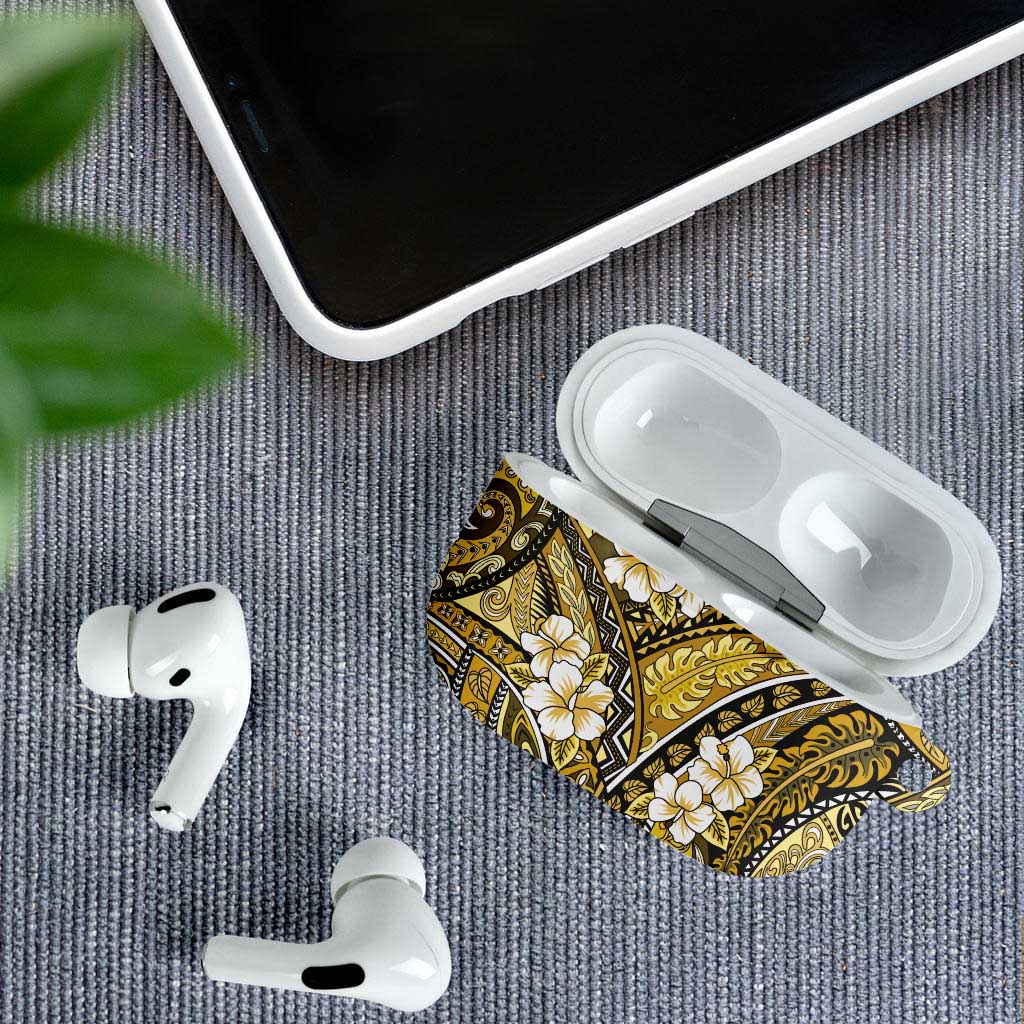 Polynesian Hibiscus Tropical Yellow Floral AirPods Case Tribal Pattern - Polynesian Pride