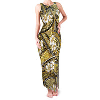Polynesian Hibiscus Tropical Yellow Floral Family Matching Tank Maxi Dress and Hawaiian Shirt Tribal Pattern LT01 Mom's Dress Yellow - Polynesian Pride