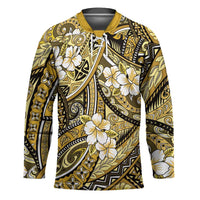 Polynesian Hibiscus Tropical Yellow Floral Hockey Jersey Tribal Pattern - Polynesian Pride