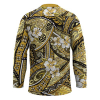 Polynesian Hibiscus Tropical Yellow Floral Hockey Jersey Tribal Pattern - Polynesian Pride