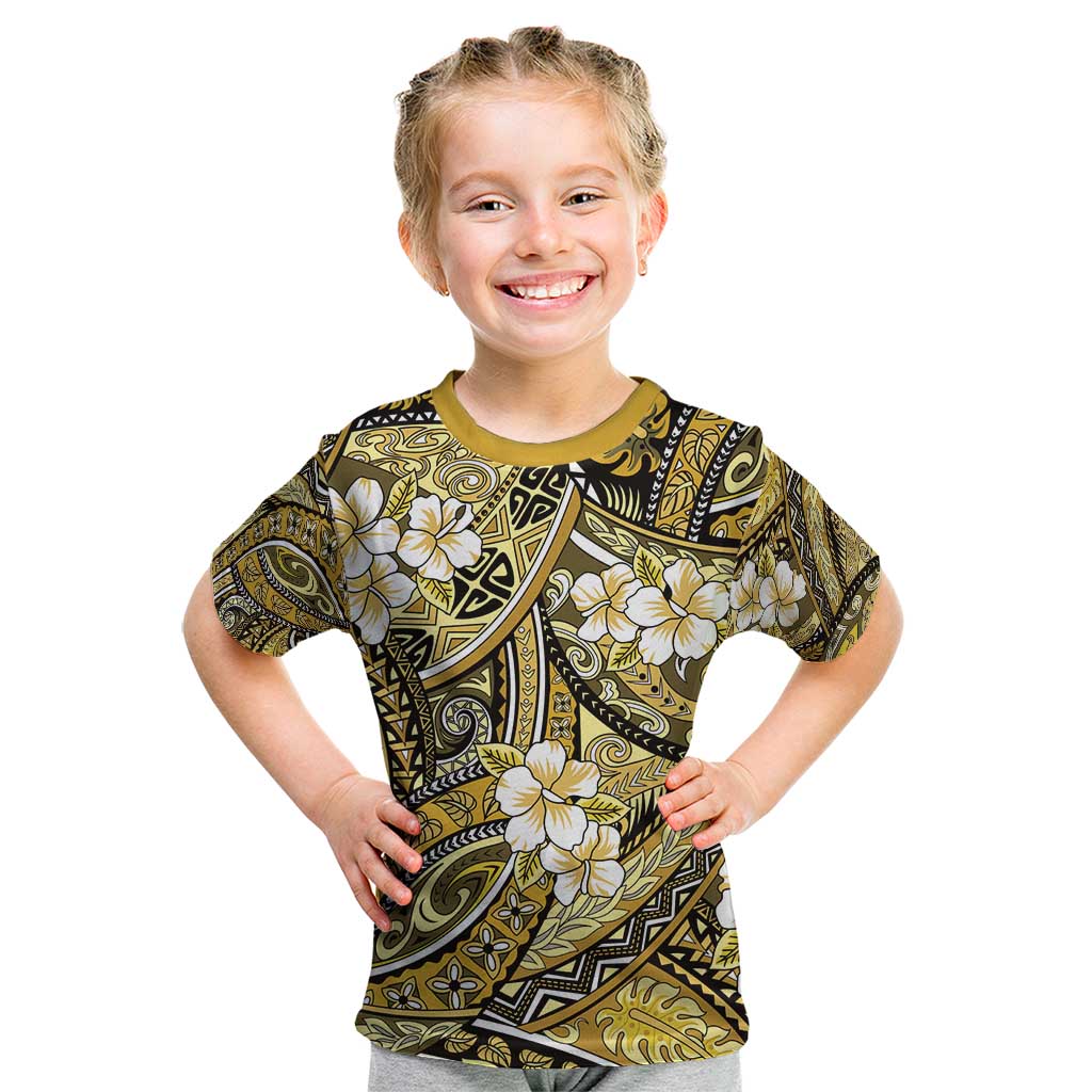 Polynesian Hibiscus Tropical Yellow Floral Kid T Shirt Tribal Pattern LT01 Yellow - Polynesian Pride