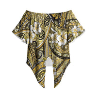 Polynesian Hibiscus Tropical Yellow Floral Off Shoulder Wrap Waist Top Tribal Pattern LT01 Yellow - Polynesian Pride