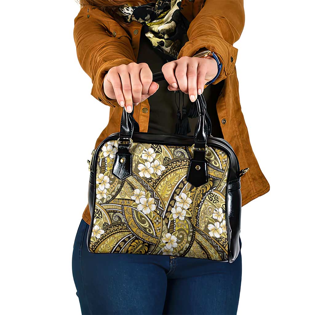 Polynesian Hibiscus Tropical Yellow Floral Shoulder Handbag Tribal Pattern - Polynesian Pride