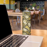 Polynesian Hibiscus Tropical Yellow Floral Skinny Tumbler Tribal Pattern - Polynesian Pride