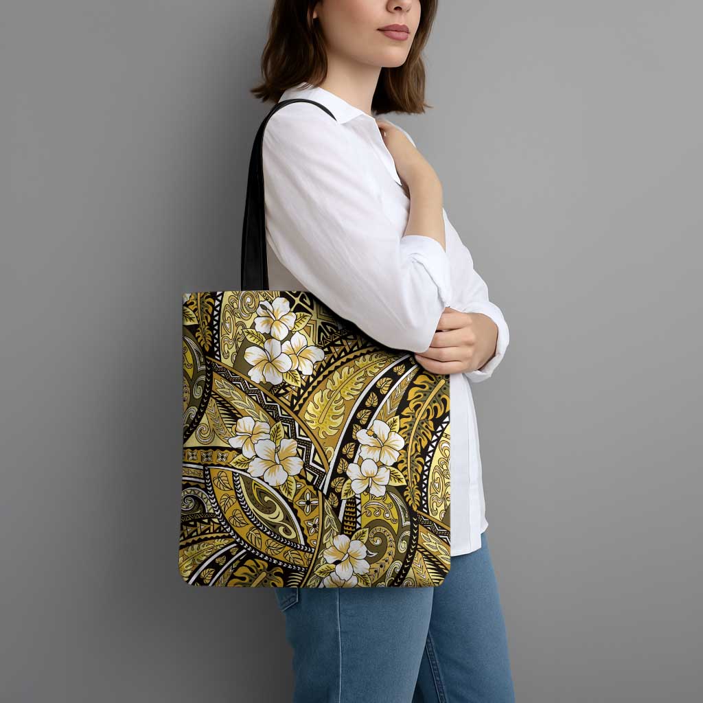 Polynesian Hibiscus Tropical Yellow Floral Tote Bag Tribal Pattern LT01 - Polynesian Pride