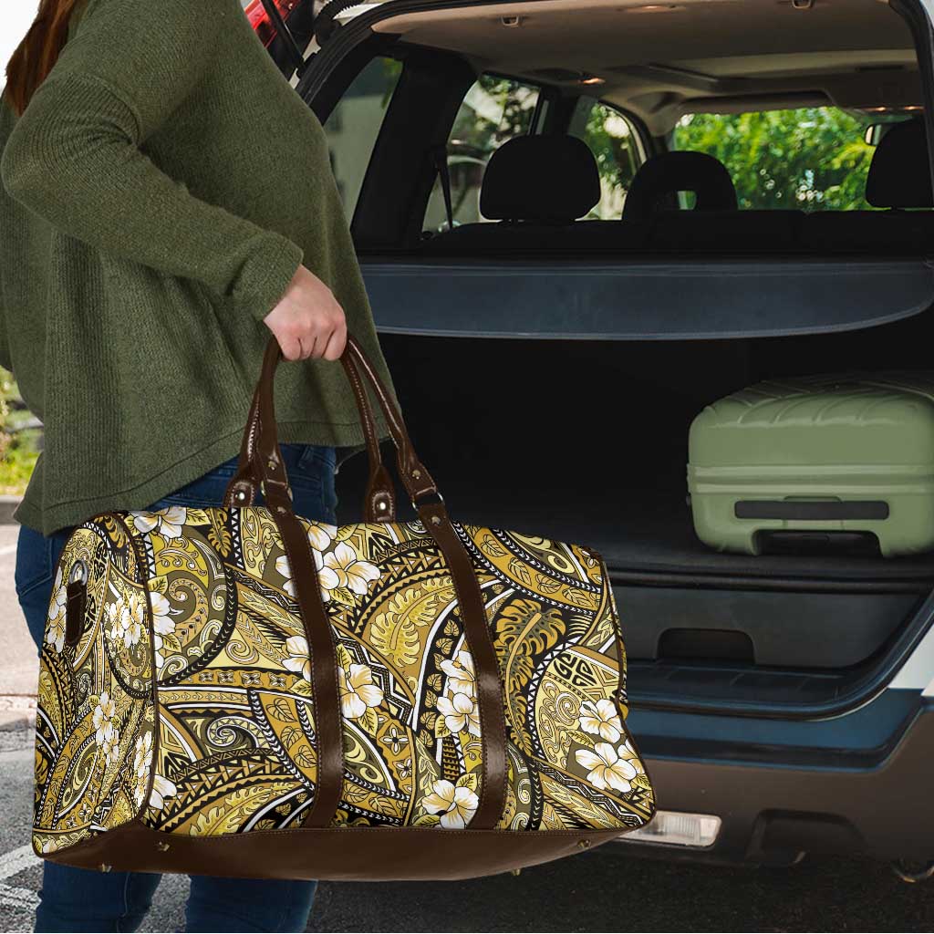Polynesian Hibiscus Tropical Yellow Floral Travel Bag Tribal Pattern - Polynesian Pride