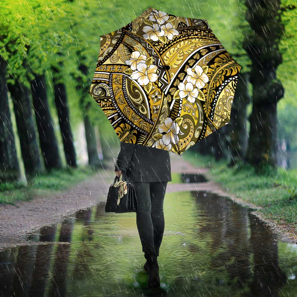 Polynesian Hibiscus Tropical Yellow Floral Umbrella Tribal Pattern - Polynesian Pride