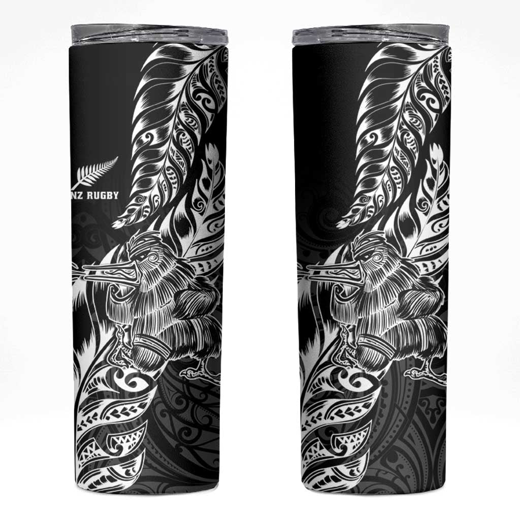New Zealand Silver Fern Rugby Skinny Tumbler Aotearoa Kiwi Maori Black Version LT01 Black - Polynesian Pride