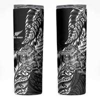 New Zealand Silver Fern Rugby Skinny Tumbler Aotearoa Kiwi Maori Black Version LT01 Black - Polynesian Pride