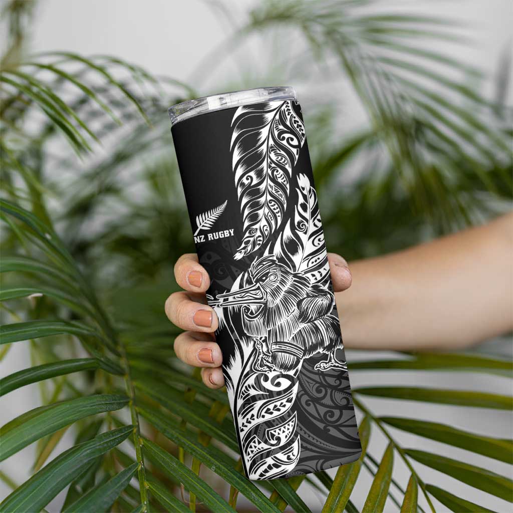 New Zealand Silver Fern Rugby Skinny Tumbler Aotearoa Kiwi Maori Black Version LT01 - Polynesian Pride