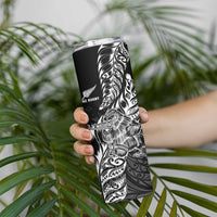 New Zealand Silver Fern Rugby Skinny Tumbler Aotearoa Kiwi Maori Black Version LT01 - Polynesian Pride