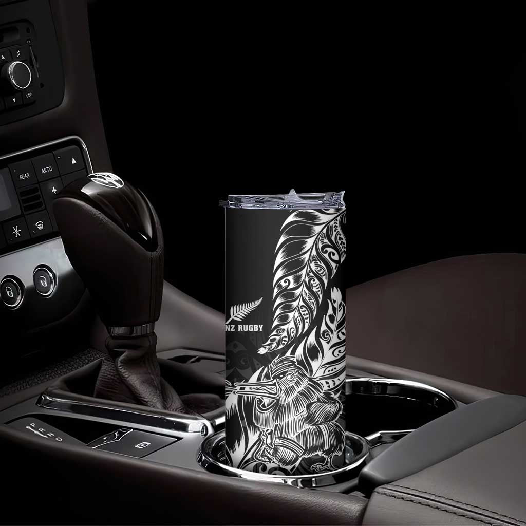 New Zealand Silver Fern Rugby Skinny Tumbler Aotearoa Kiwi Maori Black Version LT01 - Polynesian Pride