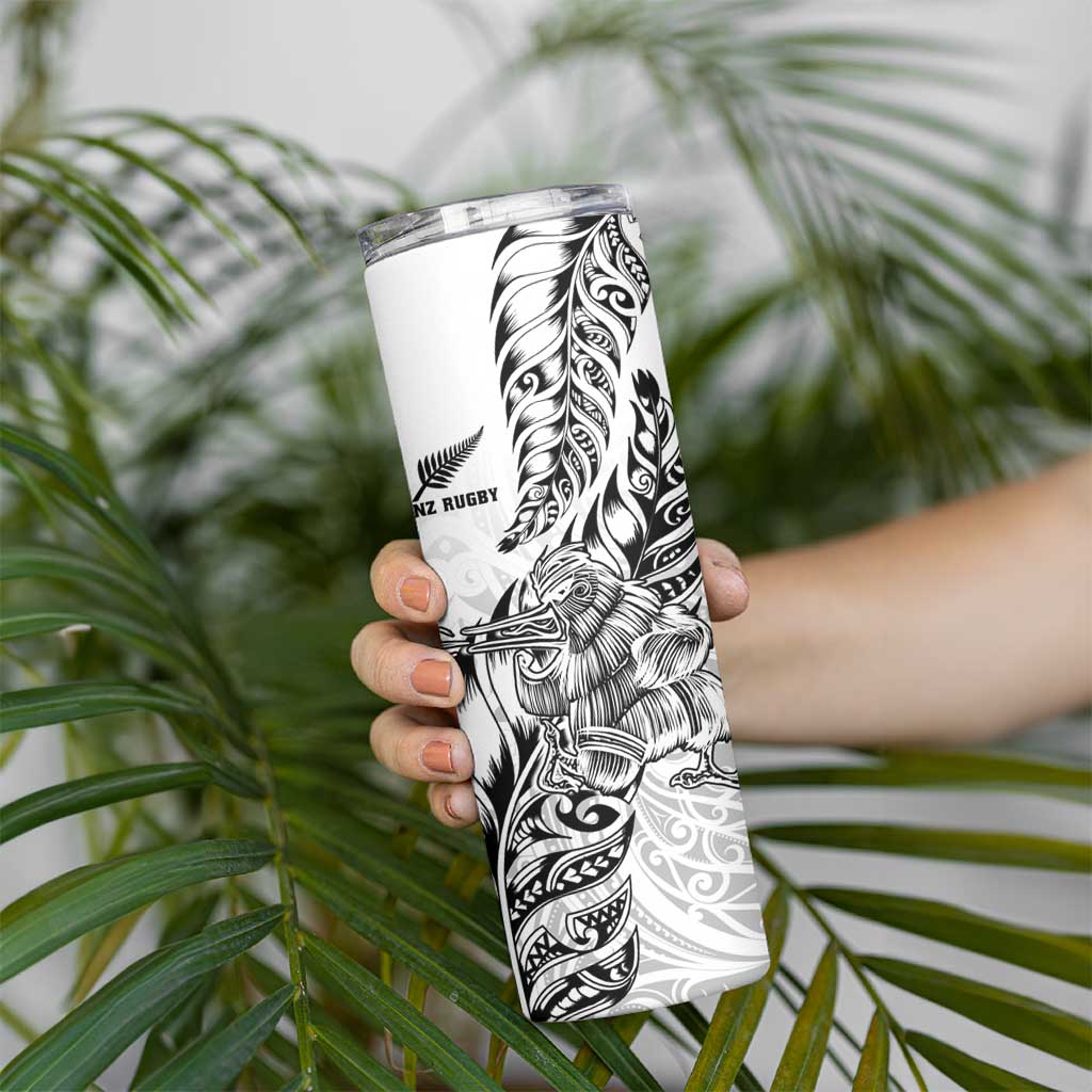 New Zealand Silver Fern Rugby Skinny Tumbler Aotearoa Kiwi Maori White Version LT01 - Polynesian Pride