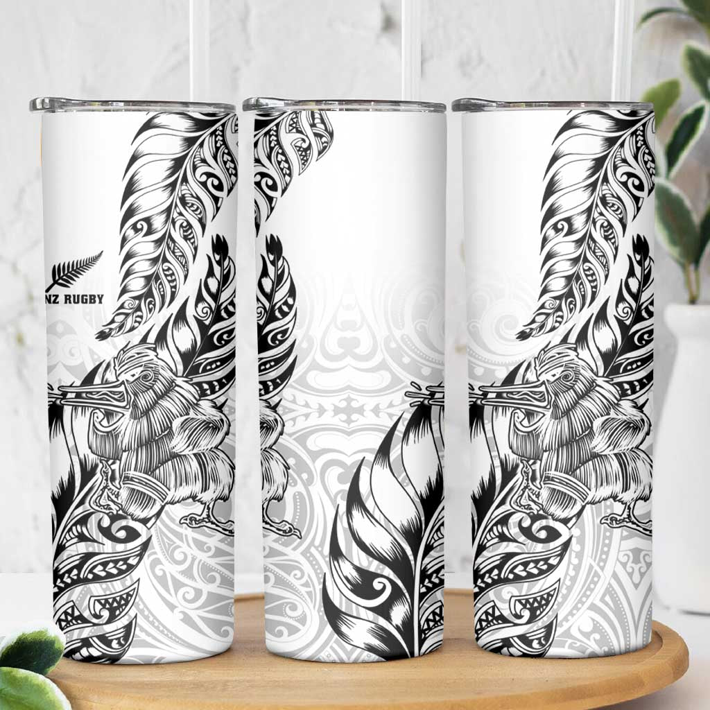 New Zealand Silver Fern Rugby Skinny Tumbler Aotearoa Kiwi Maori White Version LT01 - Polynesian Pride