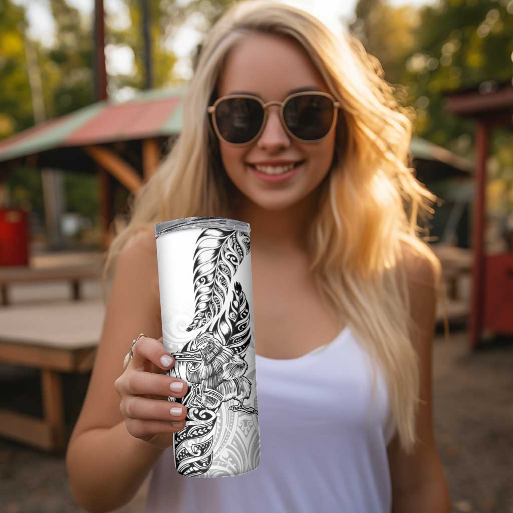 New Zealand Silver Fern Rugby Skinny Tumbler Aotearoa Kiwi Maori White Version LT01 - Polynesian Pride