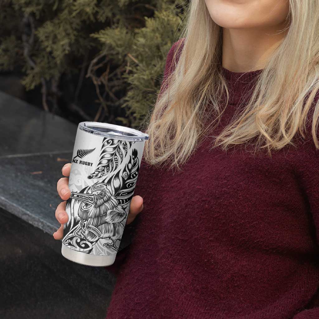 New Zealand Silver Fern Rugby Tumbler Cup Aotearoa Kiwi Maori White Version LT01 - Polynesian Pride