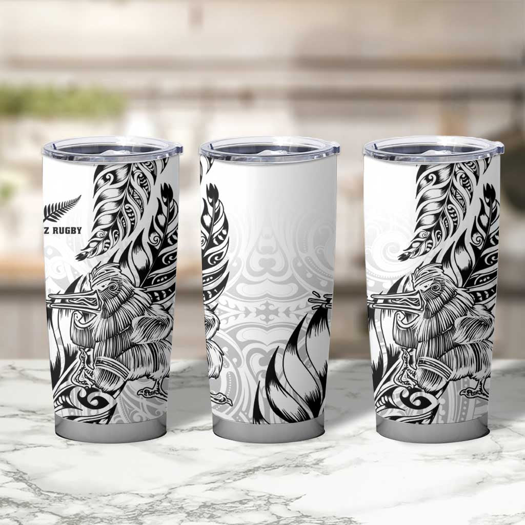 New Zealand Silver Fern Rugby Tumbler Cup Aotearoa Kiwi Maori White Version LT01 - Polynesian Pride