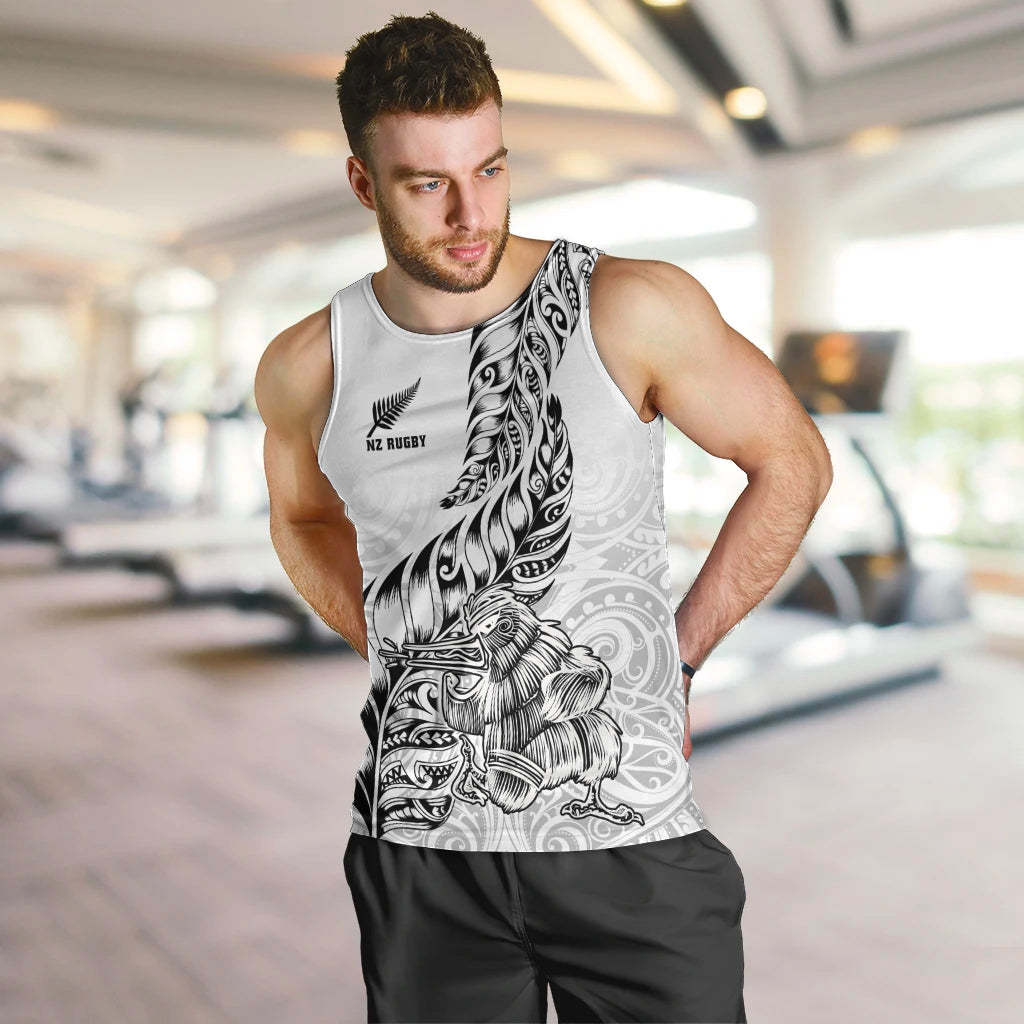 Custom New Zealand Silver Fern Rugby Men Tank Top Aotearoa Kiwi Maori White Version LT01 - Polynesian Pride