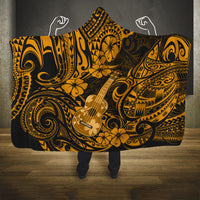 Hawaii Ukulele Hooded Blanket Polynesian Pattern Gold Version LT01 One Size Gold - Polynesian Pride