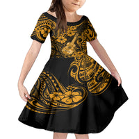 Hawaii Ukulele Kid Short Sleeve Dress Polynesian Pattern Gold Version LT01 KID Gold - Polynesian Pride