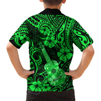 Hawaii Ukulele Kid Hawaiian Shirt Polynesian Pattern Green Version LT01 - Polynesian Pride