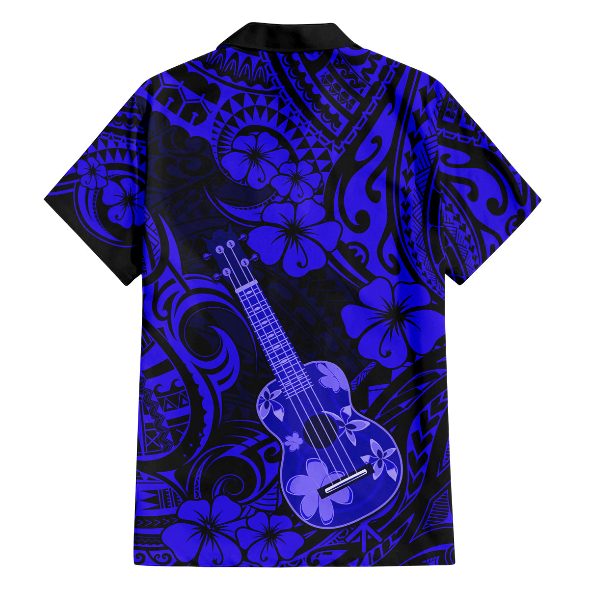 Hawaii Ukulele Family Matching Puletasi Dress and Hawaiian Shirt Polynesian Pattern Navy Blue Version LT01 - Polynesian Pride