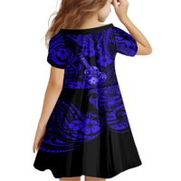 Hawaii Ukulele Kid Short Sleeve Dress Polynesian Pattern Navy Blue Version LT01 - Polynesian Pride