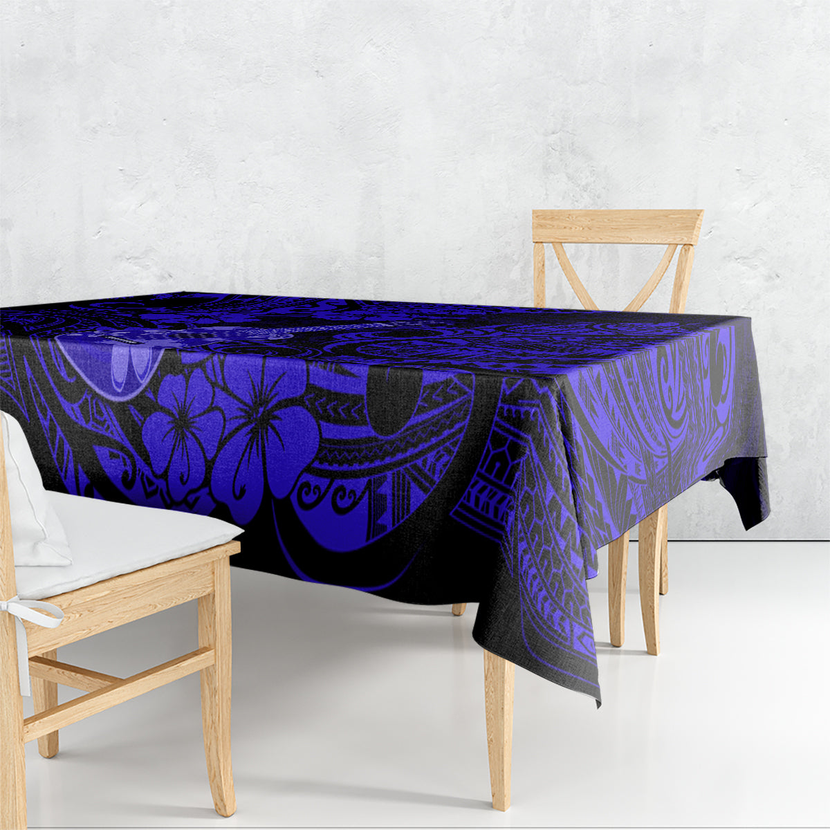 Hawaii Ukulele Tablecloth Polynesian Pattern Navy Blue Version LT01 - Polynesian Pride
