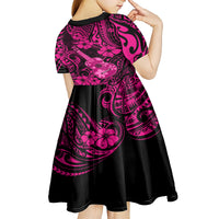 Hawaii Ukulele Kid Short Sleeve Dress Polynesian Pattern Pink Version LT01 - Polynesian Pride