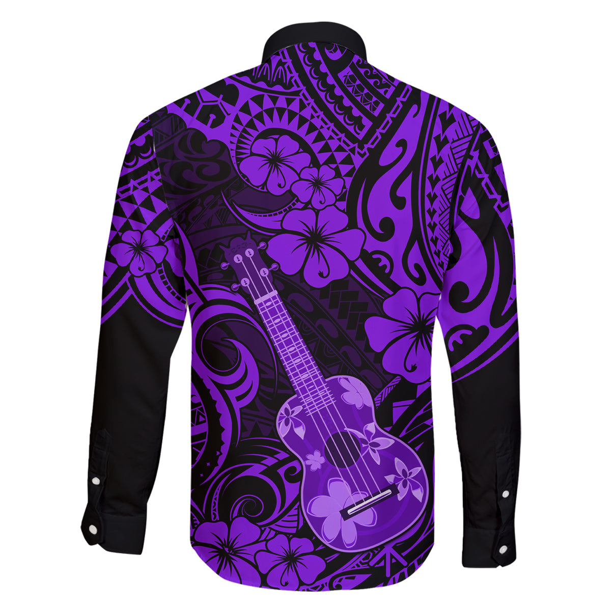 Hawaii Ukulele Family Matching Off Shoulder Maxi Dress and Hawaiian Shirt Polynesian Pattern Purple Version LT01 - Polynesian Pride