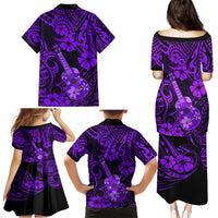 Hawaii Ukulele Family Matching Puletasi Dress and Hawaiian Shirt Polynesian Pattern Purple Version LT01 - Polynesian Pride