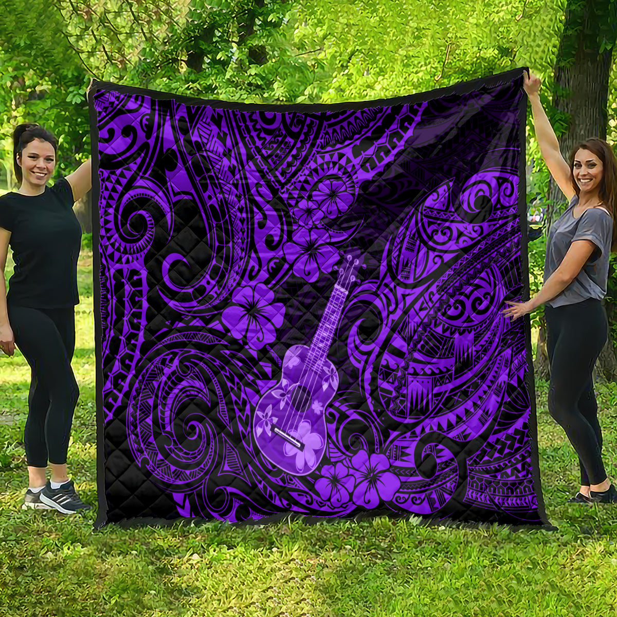 Hawaii Ukulele Quilt Polynesian Pattern Purple Version LT01 - Polynesian Pride
