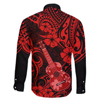 Hawaii Ukulele Family Matching Off Shoulder Maxi Dress and Hawaiian Shirt Polynesian Pattern Red Version LT01 - Polynesian Pride