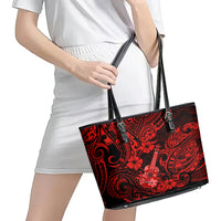 Hawaii Ukulele Leather Tote Bag Polynesian Pattern Red Version LT01 - Polynesian Pride