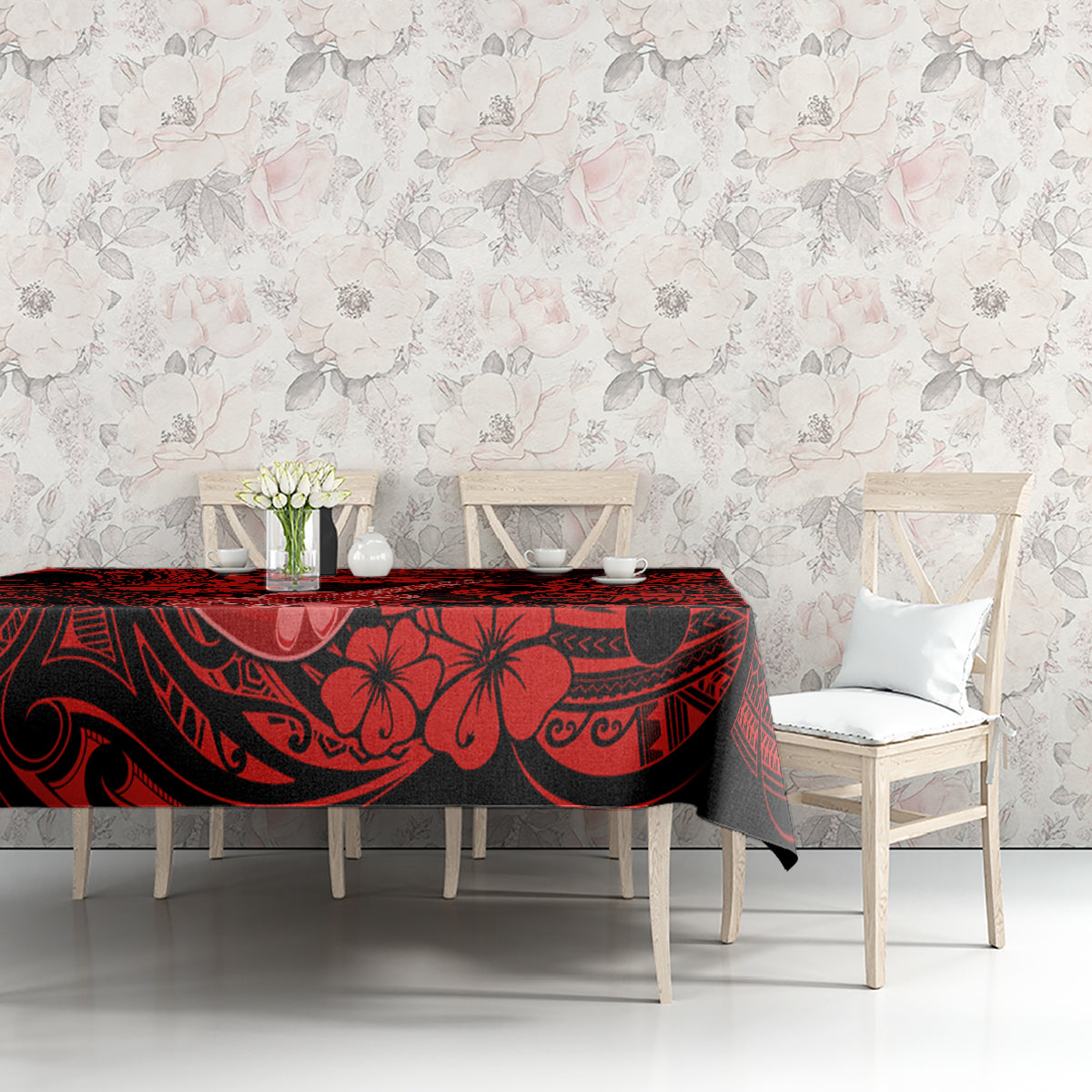 Hawaii Ukulele Tablecloth Polynesian Pattern Red Version LT01 - Polynesian Pride