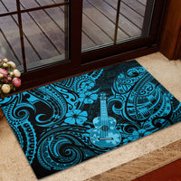 Hawaii Ukulele Rubber Doormat Polynesian Pattern Sky Blue Version LT01 - Polynesian Pride