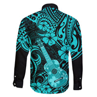 Hawaii Ukulele Family Matching Summer Maxi Dress and Hawaiian Shirt Polynesian Pattern Turquoise Version LT01 - Polynesian Pride