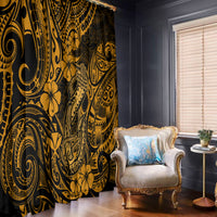 Hawaii Fish Hook Window Curtain Polynesian Pattern Gold Version LT01 Gold - Polynesian Pride