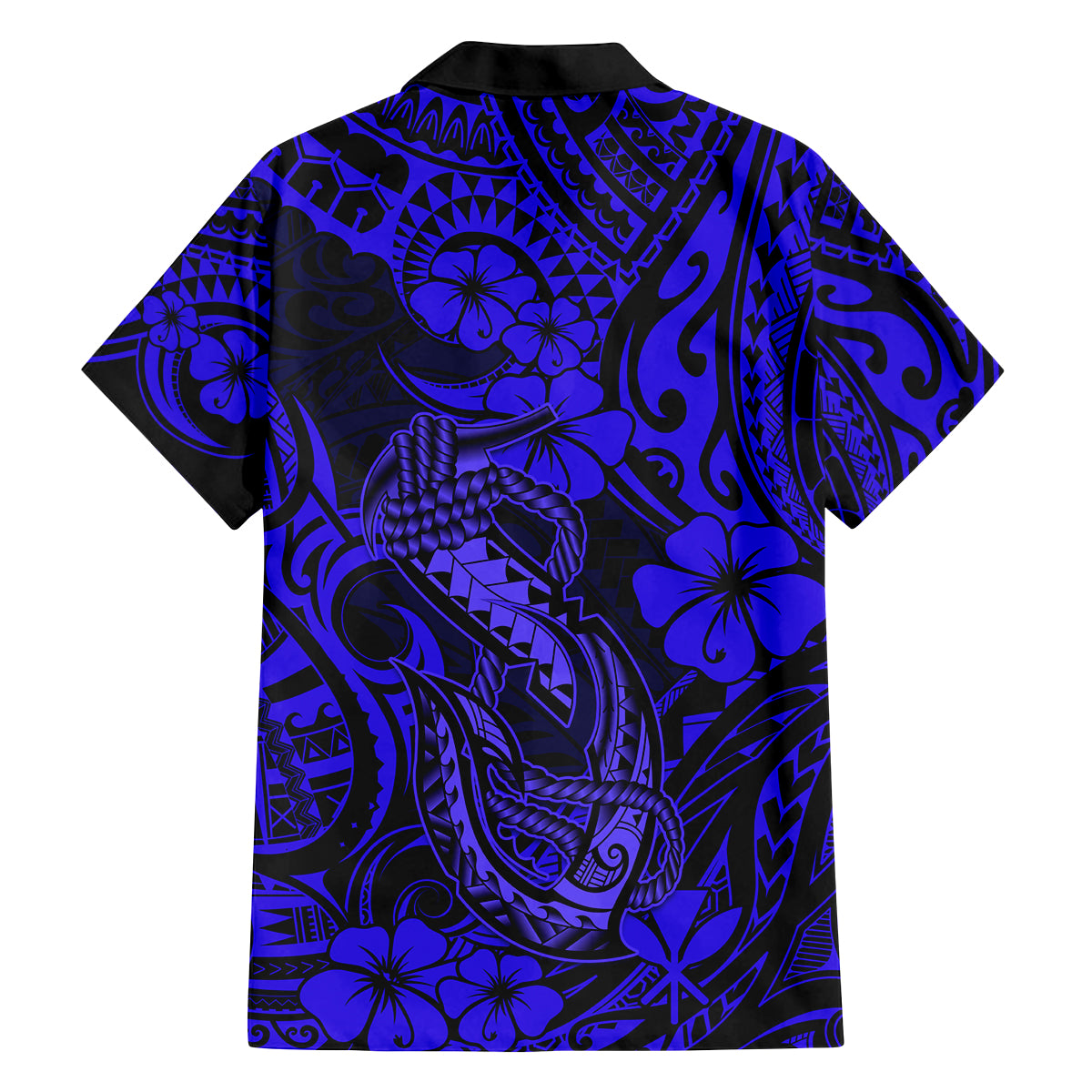 Hawaii Fish Hook Family Matching Summer Maxi Dress and Hawaiian Shirt Polynesian Pattern Navy Blue Version LT01 - Polynesian Pride