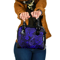 Hawaii Fish Hook Shoulder Handbag Polynesian Pattern Navy Blue Version LT01 One Size Blue - Polynesian Pride