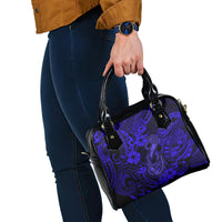 Hawaii Fish Hook Shoulder Handbag Polynesian Pattern Navy Blue Version LT01 - Polynesian Pride