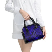 Hawaii Fish Hook Shoulder Handbag Polynesian Pattern Navy Blue Version LT01 - Polynesian Pride